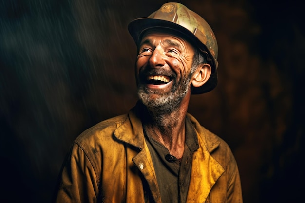 Happy of gold mine workers in gold mine Generate Ai