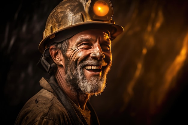 금 광산 노동자의 행복 금 광산에서 Ai를 생성