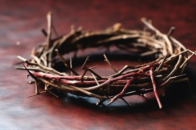 Happy good friday celebration concept with crown of thorns bible christian cross and copy space