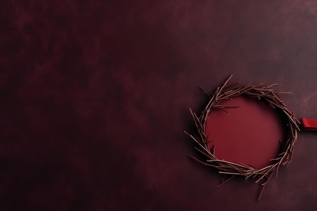 Photo happy good friday celebration concept with crown of thorns bible christian cross and copy space