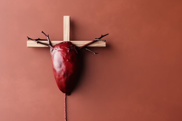 Happy good friday celebration concept with crown of thorns bible christian cross and copy space
