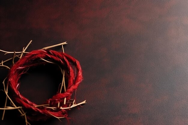 Foto felice concetto di celebrazione del venerdì santo con corona di spine croce cristiana della bibbia e spazio per la copia