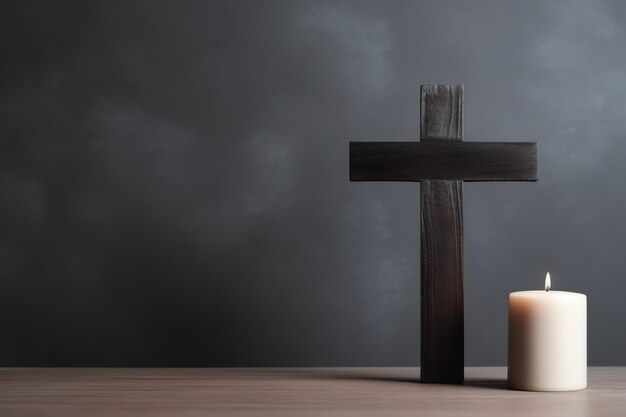 Photo happy good friday celebration concept with crown of thorns bible christian cross and copy space