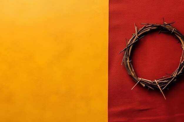 Happy good friday celebration concept with crown of thorns bible christian cross and copy space