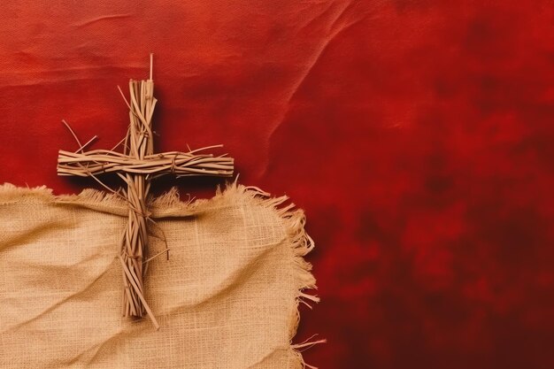 Happy good friday celebration concept with crown of thorns bible christian cross and copy space