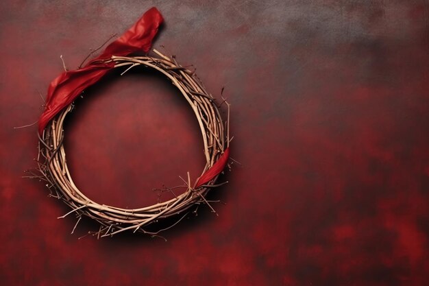 Photo happy good friday celebration concept with crown of thorns bible christian cross and copy space