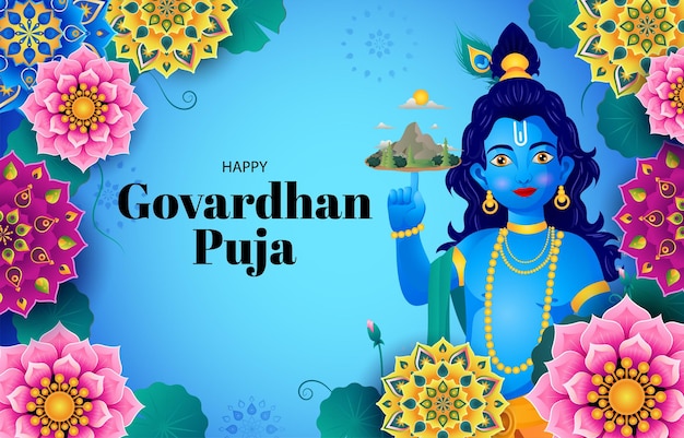 happy govardhan puja illustration with gradient concept
