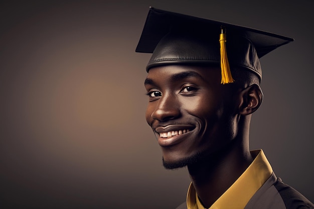 Happy graduate Happy African man in graduation AI generation