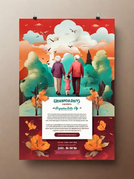 Happy grandparent day concept oudere romantische koppel verliefd op elkaar die genegenheid tonen kan worden gebruikt als een groetekaart flyer poster banner voor afdrukken T-shirt Flat vector