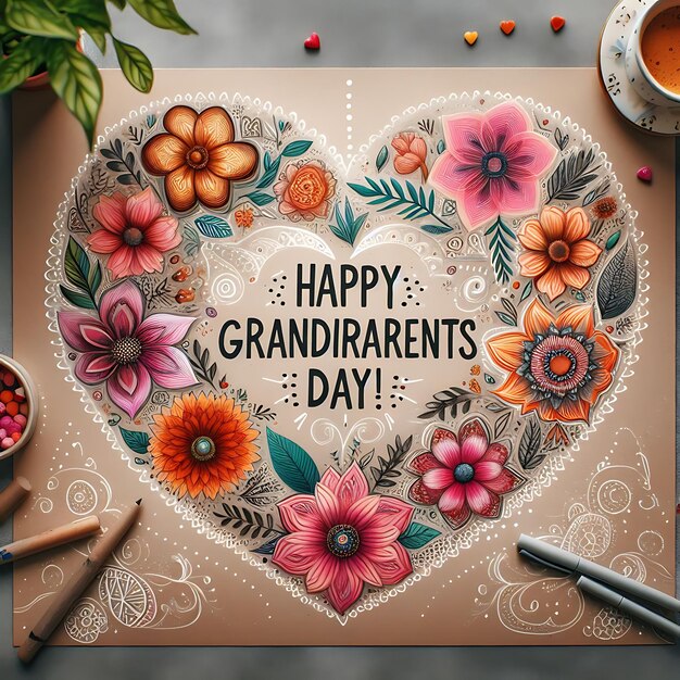 Happy Grandparents day flat illustration