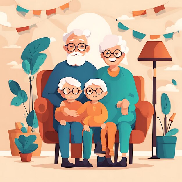 Happy Grandparents day flat illustration