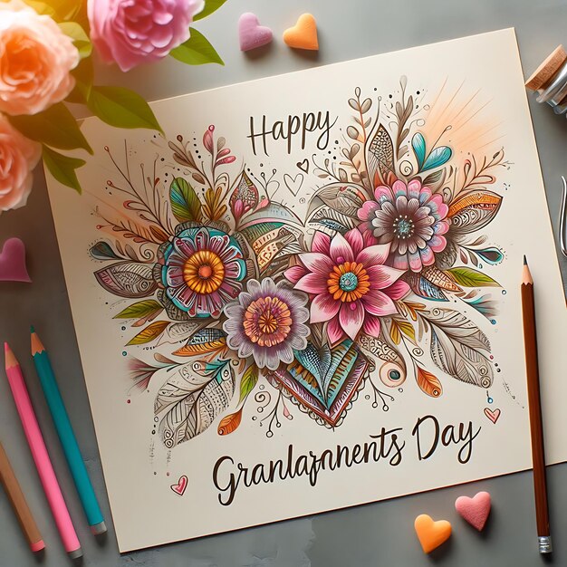 Photo happy grandparents day flat illustration