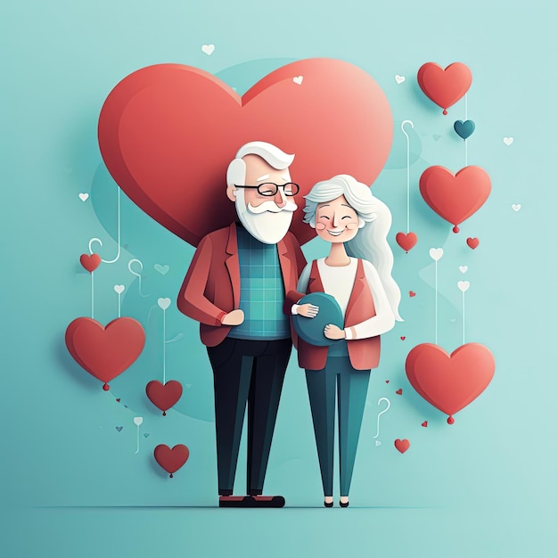 a happy grandparents day image with holding a heart in the style of dynamic and expressive animation