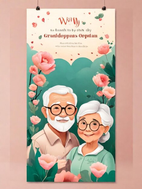 Счастливого Дня бабушек и дедушек Пост Баннер или Флаер Дизайн