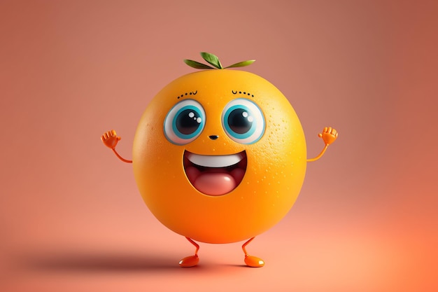 Happy grapefruit cartoon character Generative AI