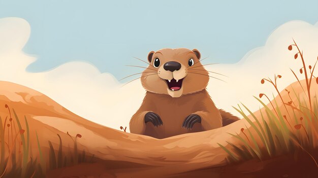 Photo happy groundhog