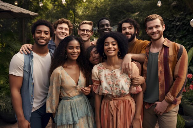 Photo a happy group of people from different nations and color