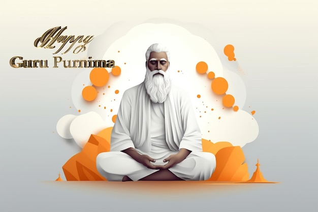 ハッピー グル プルニマ 最初のグルが生まれた日 偉大な賢者ヴィヤーサの祝日 啓発されたスピリチュアル マスターに捧げられた伝統的なヒンズー教の祭典 ジェネレーティブ AI