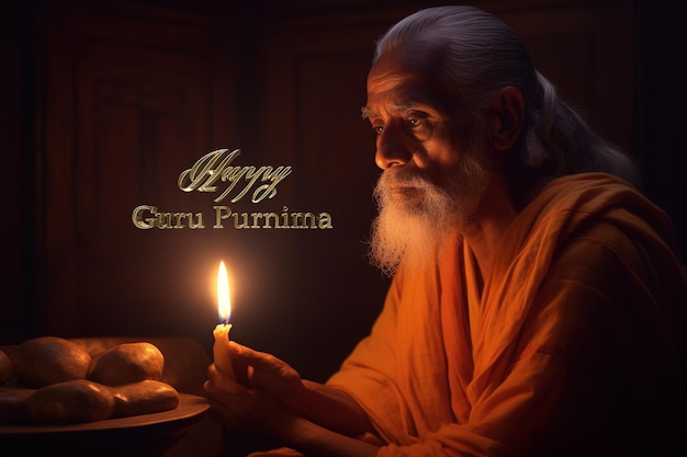 Happy guru purnima De dag waarop de eerste goeroe werd geboren De feestdag van de grote wijze Vyasa Traditionele hindoeïstische viering gewijd aan verlichte spirituele meesters Generatieve AI