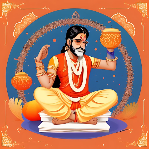 Photo happy guru purnima indian hindu festival celebration vector design