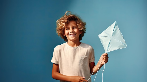 A happy guy with a small kite in his hands