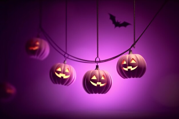 Happy halloween banner on a purple night