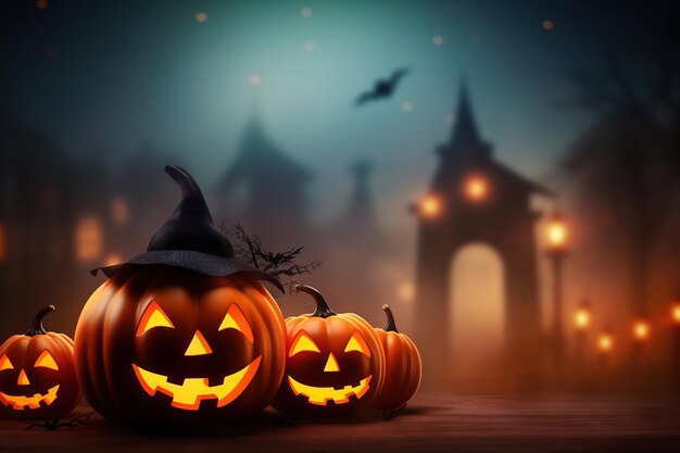 Happy Halloween Banner Slighly out of focus clean background Generative Ai