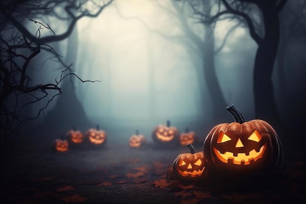 Happy Halloween Banner Slighly out of focus clean background Generative Ai