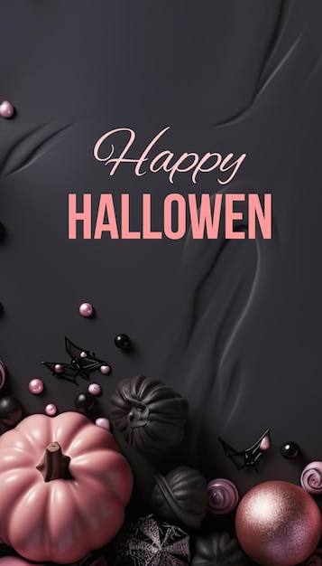 Foto felice disegno di sfondo del modello banner di halloween in colore rosa nero con zucche