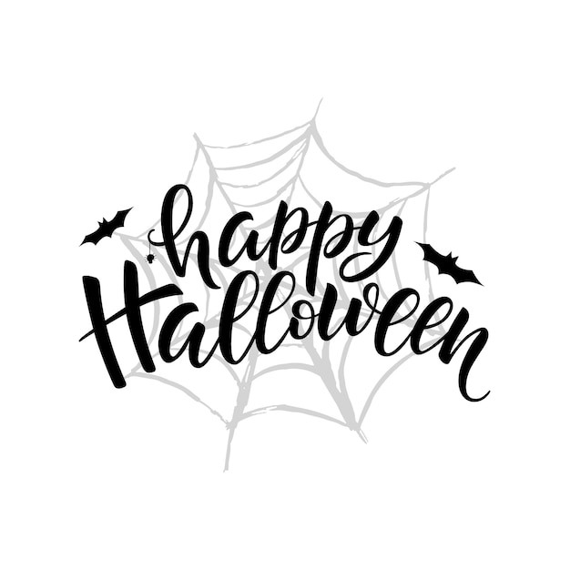 Happy halloween belettering borstel kalligrafie handgeschreven halloween typografie