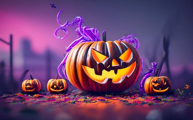 happy halloween belettering concept met halloween-achtergrond gegenereerd door AI
