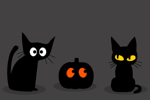 ハッピーハロウィーン灰色の背景に黒猫をクローズ アップ