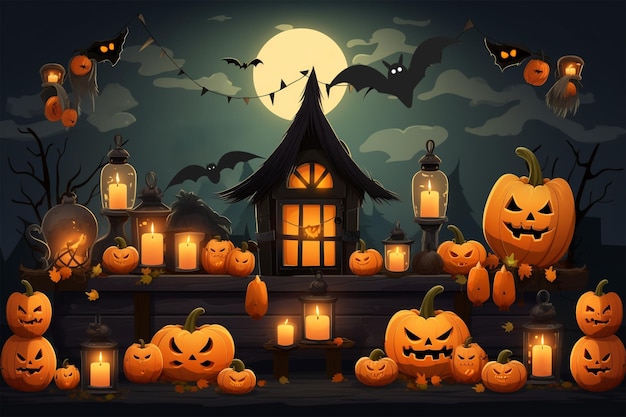 Happy halloween decoration scene trick or treat Generated AI