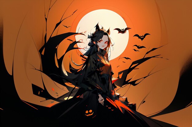 Happy Halloween Girl Event Achtergrond Wallpaper Promotionele Poster Ontwerp Illustratie Cartoon