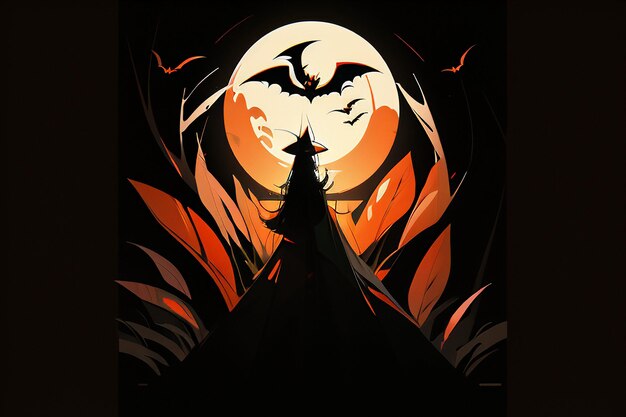 Счастливый Хэллоуин Девушка Событие Фон Обои Рекламный Дизайн Плаката Иллюстрация Мультфильм