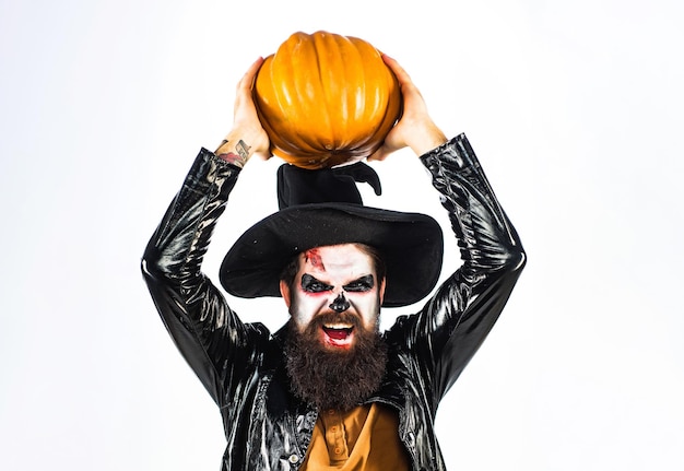 Happy Halloween handsome vampire isolated on dark background Design for Halloween banner Scary face