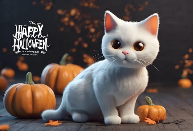 Happy halloween holiday background with cute ghos