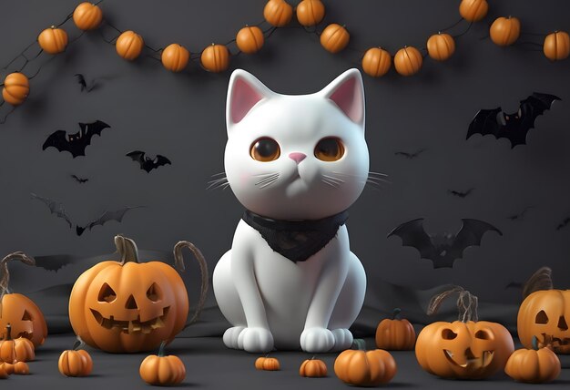 Happy halloween holiday background with cute ghos