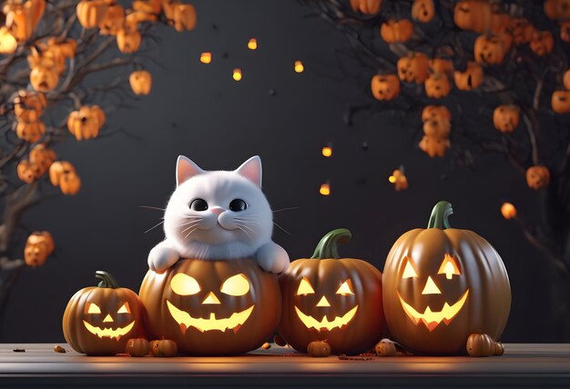 Happy halloween holiday background with cute ghos