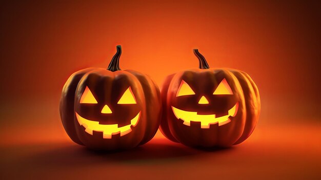 Happy Halloween illustration three pumpkin isolated Generative Ai