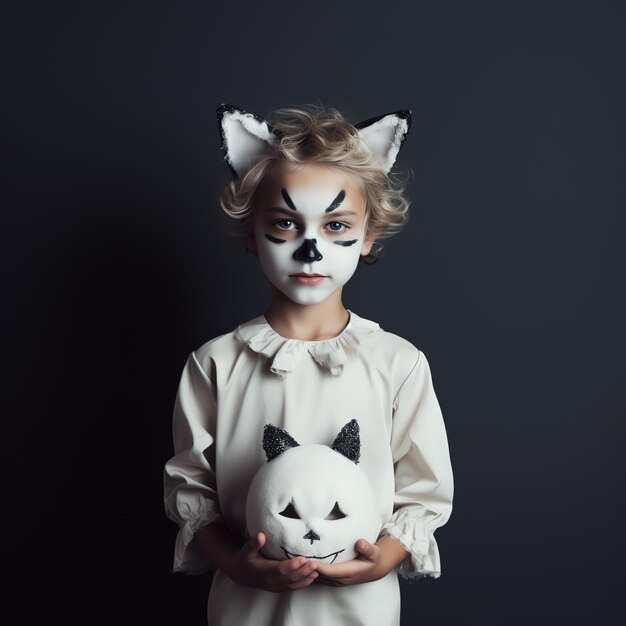 Happy halloween kid concept a boy wearing halloween costume