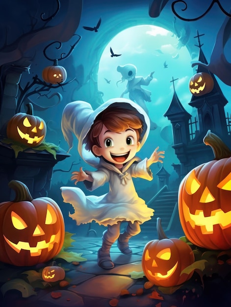 Happy halloween kids will enjoy the halloween festivalghost will come out on the halloween festival