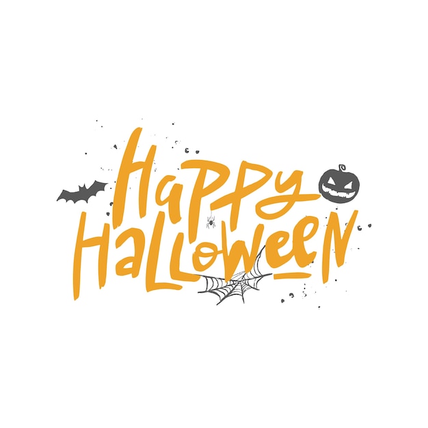 Happy Halloween lettering brush calligraphy Handwritten Halloween typography