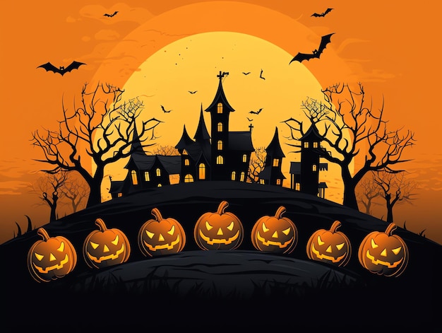 Happy halloween line art celebration background concept Holiday design illustration style