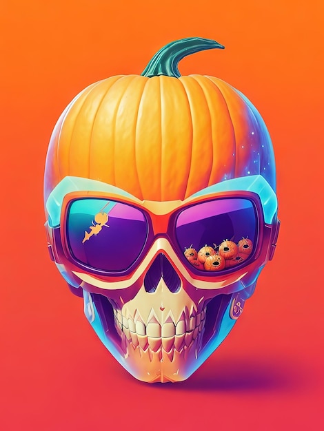Маска счастливого Хэллоуина, безумие, черепа и тыквы в изобилии