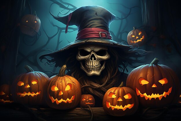 Happy Halloween Night in a Fantasy Party illustration background