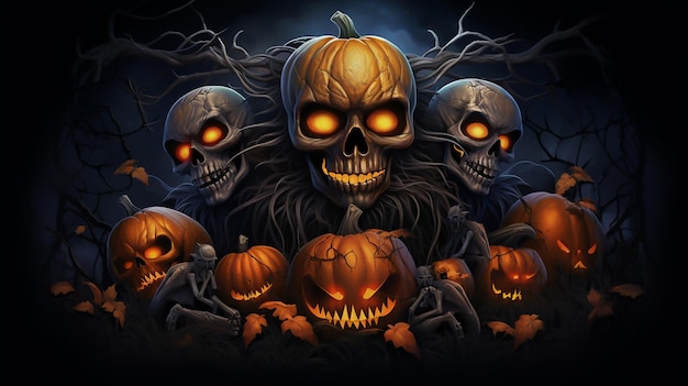 Happy Halloween Night in a Fantasy Party illustration background