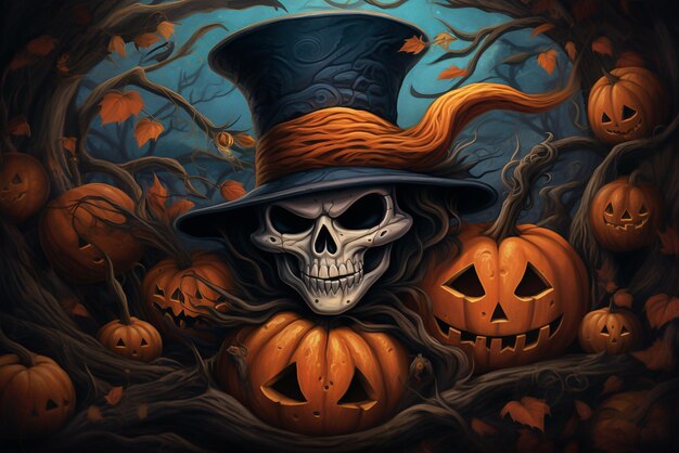 Happy Halloween Night in a Fantasy Party illustration background