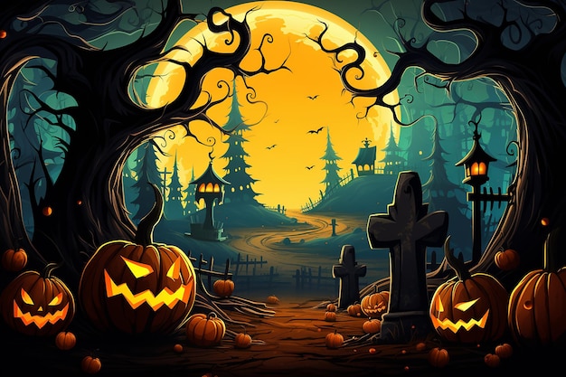 Happy Halloween Night Poster Vector Illustration