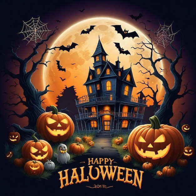 Happy Halloween Party Flyer Banner Poster and Happy Halloween Party Background